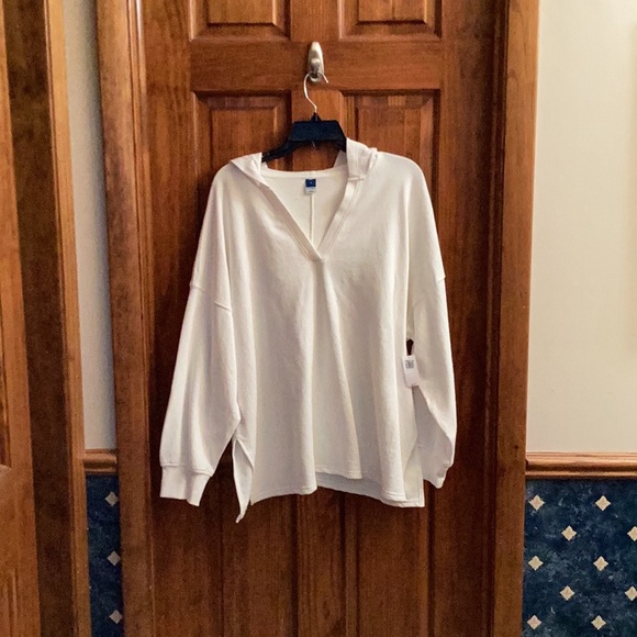 Old Navy hooded pull over light material cream colored size large - Picture 10 of 10